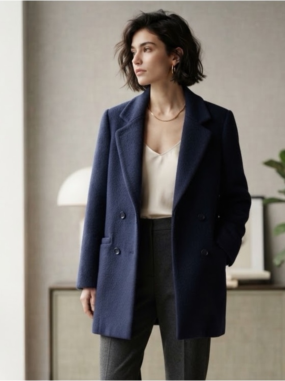 vintage navy blue London Fog 100% wool coat featuring double breasted front 10